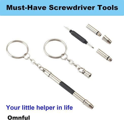 Omnful 5 1 Set (2pcs Glasses Repair Kit with Precision in Mini Screwdrivers Keychain for Eyeglasses, Sunglasses