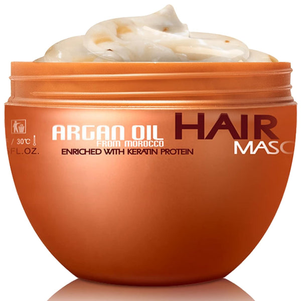 Nuspa Argan Oil Hair Mask, Deep Conditioner for Dry Damaged Hair with Organic Jojoba Oil, Aloe Vera, Collagen