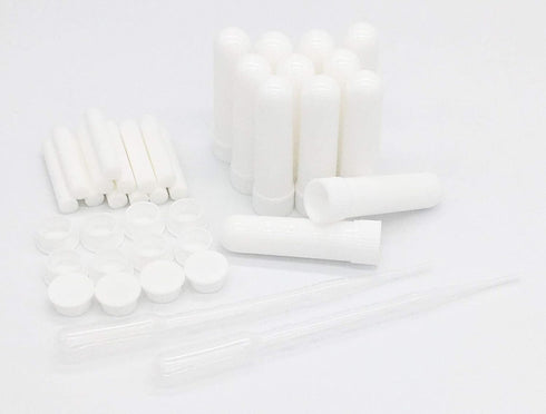 12 Sets Essential Oil Aromatherapy Tubes, Blank Nasal Inhalers (12 Complete Sticks) + 2 Polyethylene Pipette Droppers