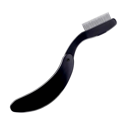 TecUnite 4 Packs Folding Eyelash Comb, Stainless Steel Teeth Eyebrow Comb and Lash Brush (Black)