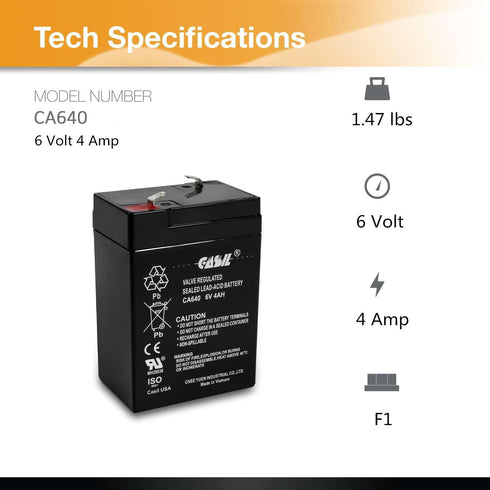 Casil CA640 6v 4ah UPS Battery for Lithonia ELB06042 (1)