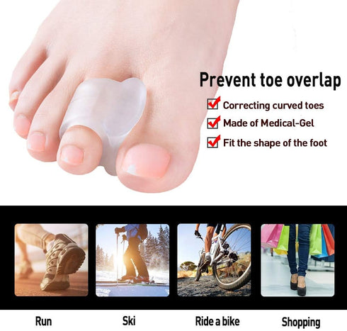 Welnove 10 Pack Toe Separators Gel Toe Spacers for Bunions, Overlapping Toes, and Pain Relief Pads - Clear