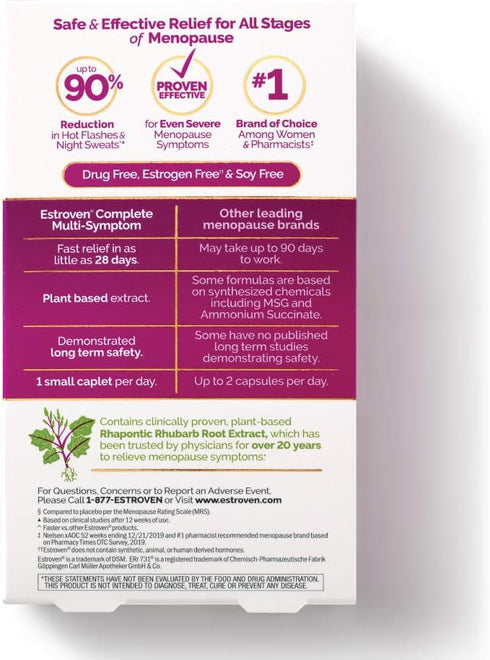 Estroven Complete Multi-Symptom Menopause Supplement for Women, 28 Ct. for Menopause & Night Sweats Relief