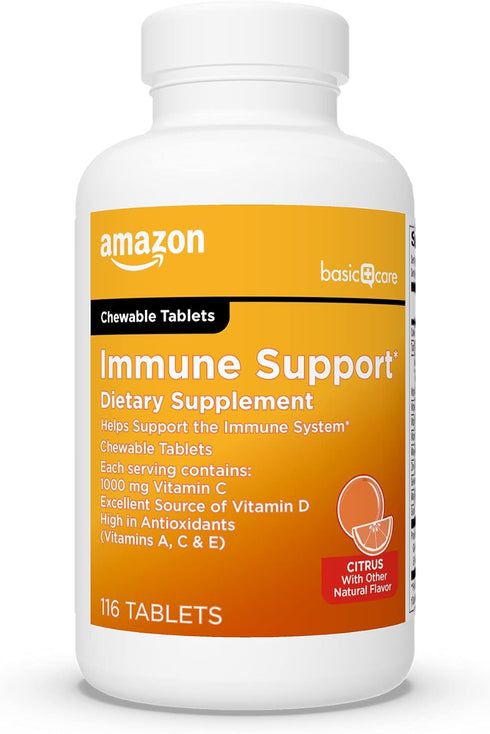 Amazon Basic Care Immune Support Citrus Chew Tablets, 116 Count