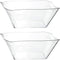 PLASTICPRO Disposable Elegant Wave Design Square Plastic Clear Serving Bowls, Large Size, Pack of 4