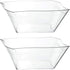 PLASTICPRO Disposable Elegant Wave Design Square Plastic Clear Serving Bowls, Large Size, Pack of 4
