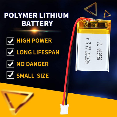 3.7V 180mAh 402030 Lipo Battery Pack with PH2.0mm JST Connector - Rechargeable Lithium Polymer Ion