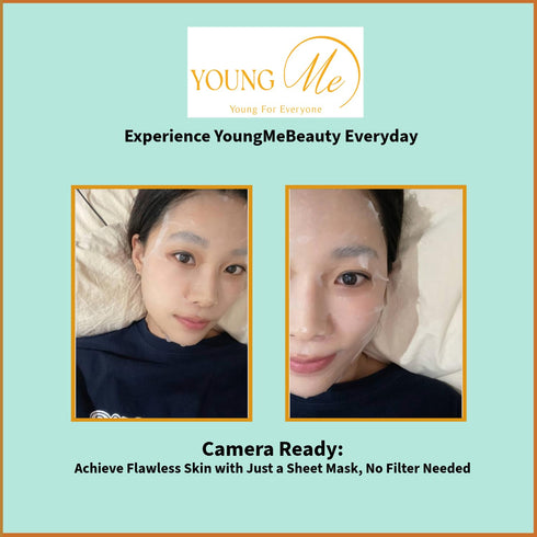 YoungMe Soothing Glam Facial Sheet Mask, 6 Sheets for Sensitive Skin, Korean Skin Care, Deep Real Mask