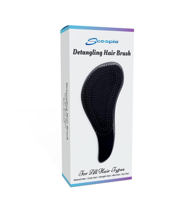 Detangling Hair Brush for Kids and Adults - Gentle Brushes with Soft Bristles for All Hair Types (Black)