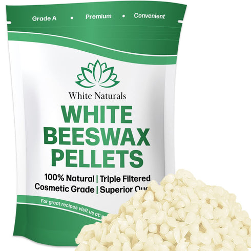 White Beeswax Pellets 8 oz, Pure Natural Cosmetic Grade Bees Wax Pastilles, Great for DIY Lip Balms, Lotions