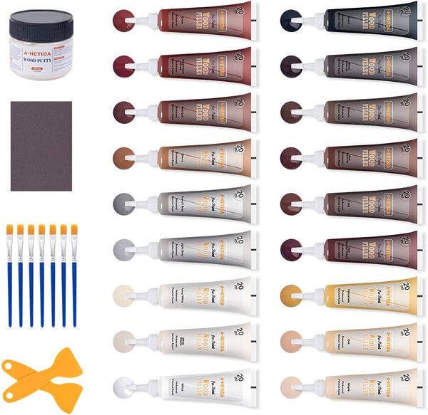 Wood Floor and Furniture Repair Kit, 18 Colors, Scratch Repair for Hardwood Laminate Floor, Touch Up Kit with Putty