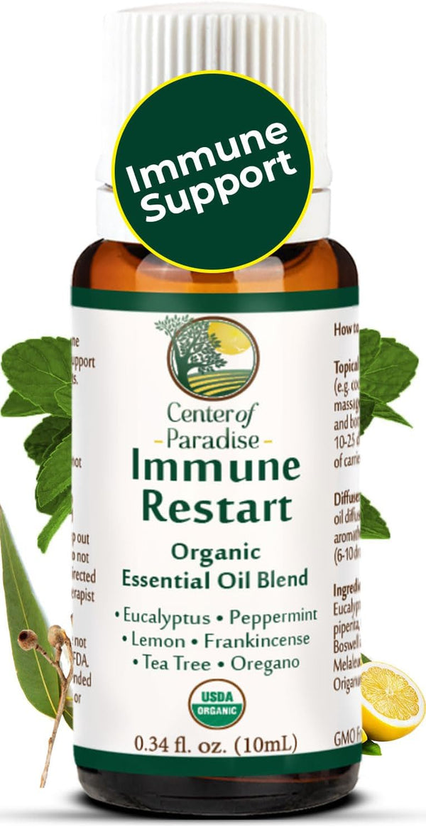 Center of Paradise Immune Restart Organic Essential Oil Blend for Immune Support* (10 ml) - Non-GMO Eucalyptus