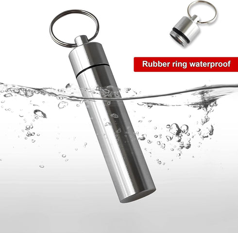 4 Pack Portable Pill Box Container Case, Aluminum Alloy Keychain Pill Holder, Waterproof for Outdoor Camping Travel