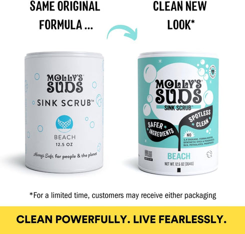 Molly's Suds Sink and All Purpose SCRUB | Gently Removes Stains, Scrubs Away Grease & Gime, Buffs out Scratches | Earth Derived Ingredients | 2 Pack, Beach Scent