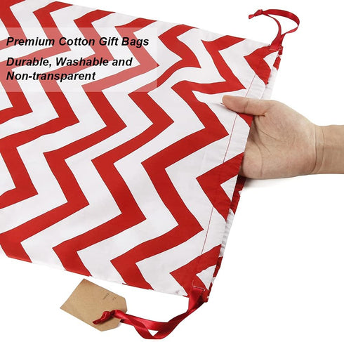 HRX Package 100% Cotton Gift Bags Drawstring, 20x16 inch, 3pcs Christmas Wrapping Sacks for Party Favor