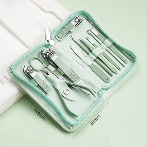 Professional Nail Clipper Pedicure Set | 12 Pieces Manicure Kit with Luxurious Travel Case, Gifts for Men and Women