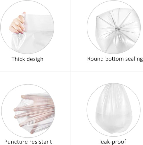 Teivio 5 Gallon 220 Counts Clear Strong Trash Bags, Garbage Bags, Bin Liners for Bathroom Home Office Kitchen