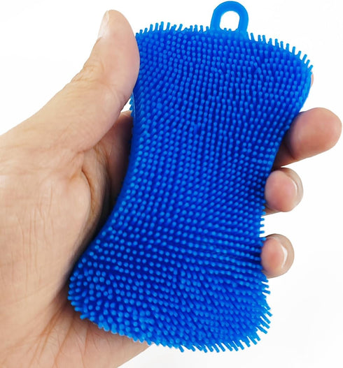 18PCS Silicone Sponge Dish Washing Scrubber, Double-Sided Reusable Non Stick Multipurpose Sponges for Dishes, Fruit,