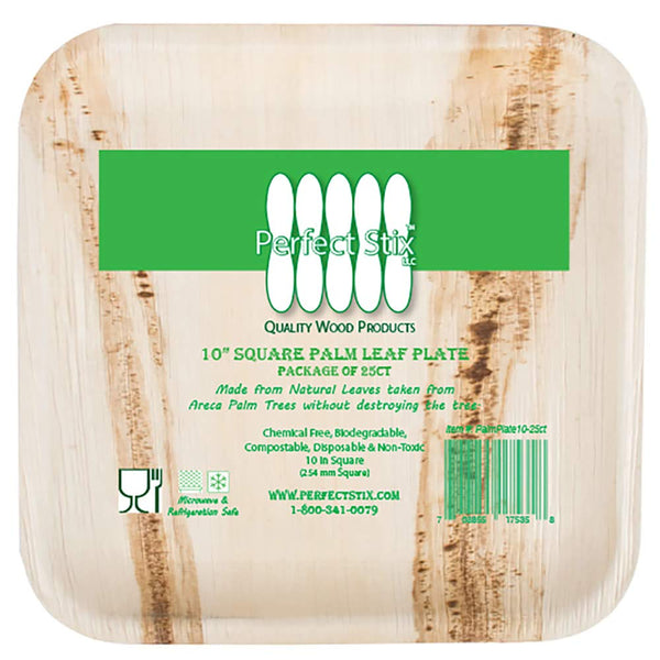 Perfectware Palm Plate 10-25, 10" Palm Leaf Disposable Plates, Pack of 25