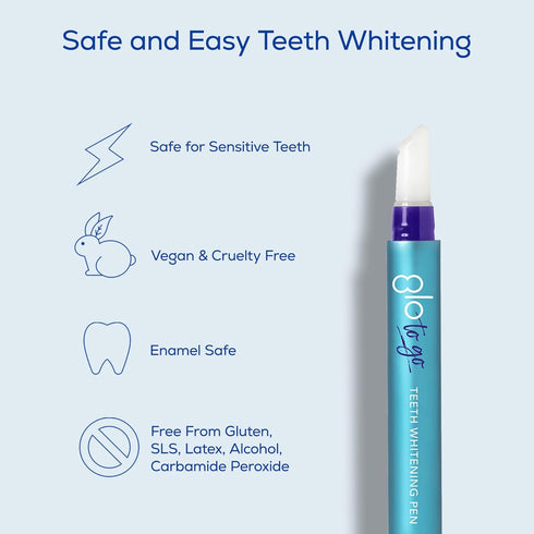 GLO Science Teeth Whitening Pen — Easy to Use, Safe & Effective, Dentist Invented for Sensitive Teeth