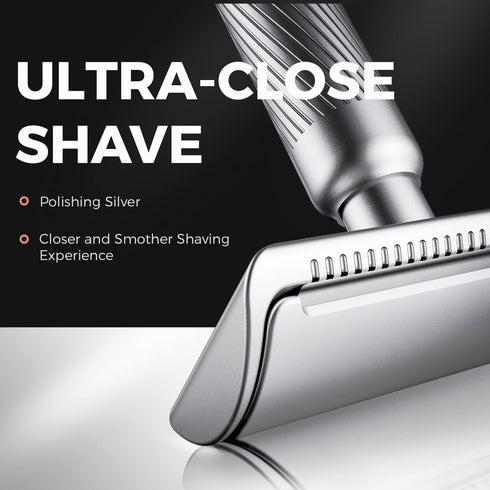 ZOMCHI Double Edge Safety Razor, Premium Metal Razor with 10 Blades, Eco-Friendly Razor in Noble Silver