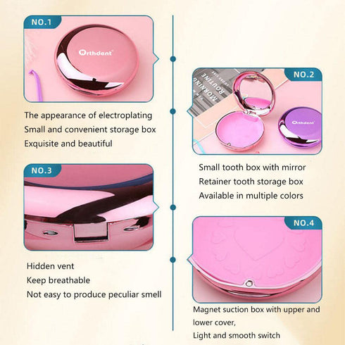 Solid Orthodontic Retainer Case with Magnetic Closure, 1 Pcs Retainer Case + 1 Pcs Aligner Remover Hook + 1 Pcs Brush