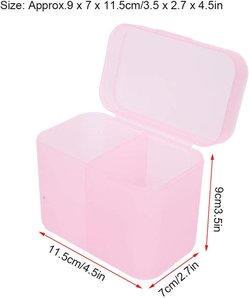 Dioche 2 Grids Nail Storage Box, Nail Polish Remover Pad Container, Cosmetic Storage Box Organizer Holder for Nail Tools