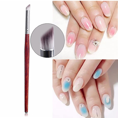 JERCLITY 5pcs Nail Gradient Brush Set with Red Wooden Handle, Nail Drawing Brush UV Gel Design Builder Painting Pen