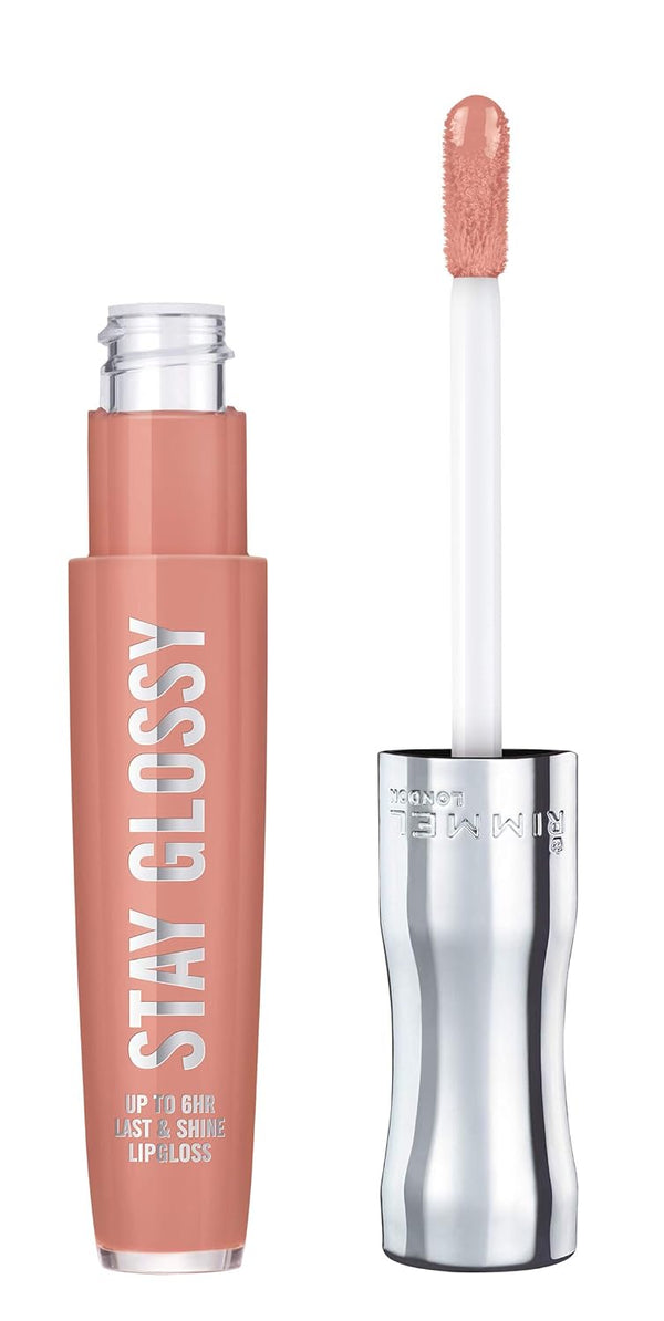 Rimmel Stay Glossy Lip Gloss - Non-Sticky Lightweight Formula for Lip Color and Shine - 020 Sunday Brunch, 0.18oz