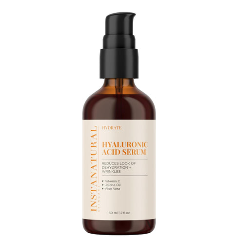 InstaNatural Hyaluronic Acid Serum 2 Fl Oz for Face, Hydrates, Brightens, Reduces Fine Lines with Vitamin C