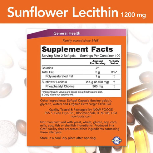 Sunflower Lecithin 1200 mg Soy-Free, Non-GMO - 200 Softgels