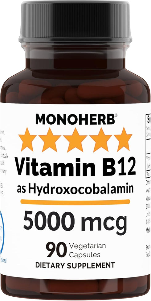 Hydroxo B12 Vitamin 5000mcg - Hydroxocobalamin, Hydroxy B12 Supplement