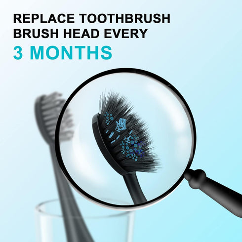 YUNCHI Replacement Toothbrush Heads for Burst Electric Toothbrush, Soft Charcoal Bristles, 10 Count, Black