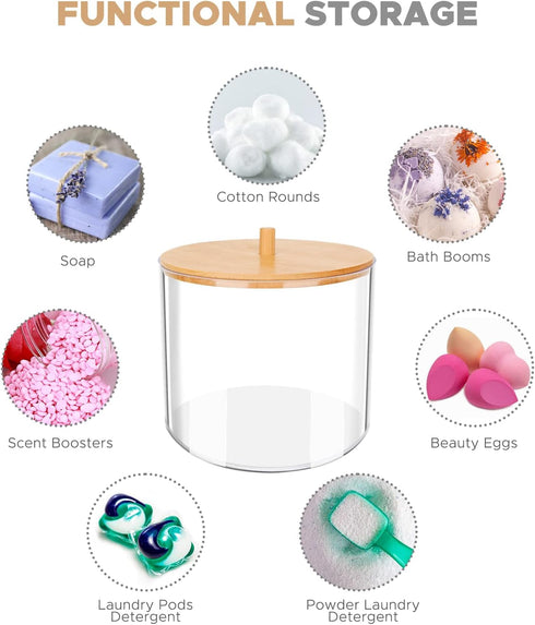 JYPS 2-Pack Laundry Detergent Pods Container, Plastic Organization and Storage Jar for Detergent, Pods, Bath Bombs