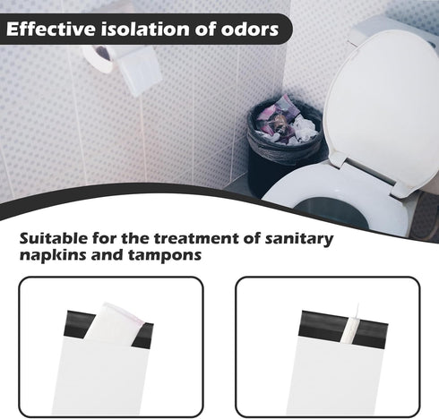 ZSMKJIAYE 200 Pcs White Sanitary Napkin Disposal Bags,Sealable Tampon Disposal Bags, Prevents Odours Thickened Size