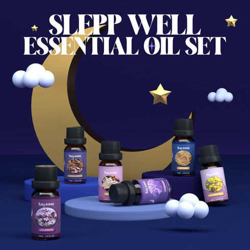 Set, 6 10 ML SALKING Sleep Essential Oils Pure and Natural EssentialOils, Fragrance Oil Scented Oils for Oil Diffusers