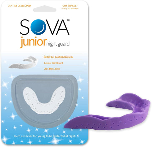 SOVA Junior Night Guard, Purple Punch, 1.6mm Thin, Custom-Molded Fit for Teeth Grinding & Clenching