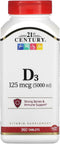 21st Century D3 5000 IU Tablets, 360 Count (1 Pack)