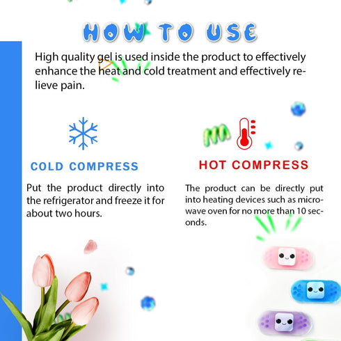 Kids Ice Pack, Reusable Hot or Cold Gel Cooling Pad for Injuries, Medical Health, Swelling and Pain Relief, Tired Eyes,