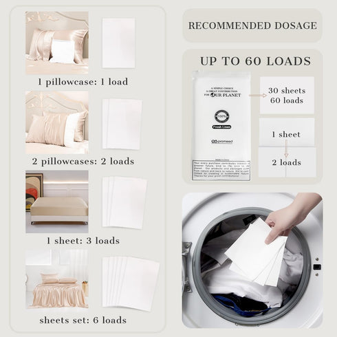 Silk Detergent Sheets, 30 Sheets (60 Loads) | Eco-friendly Plastic Free Non-sensitizing Gentle Silk Wash