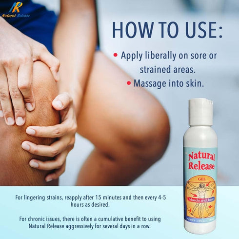 Natural Release Muscle & Joint Gel for Humans - Relief for Sore Back, Knees, Hips, Fast Acting, Menthol Free (4 oz)