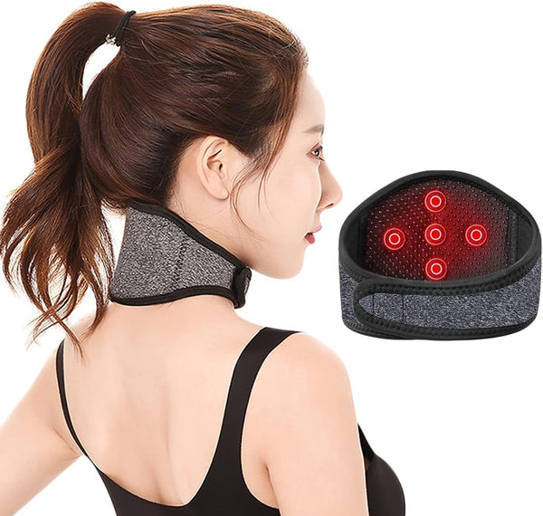 Heated Neck Support Brace, Neck Heating Pad Wrap for Pain Relief, Magnetic Therapy Neck Strap for Neck Arthritis and