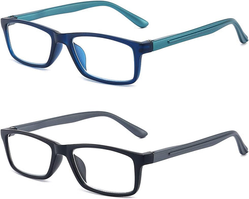 Reading Glasses, Blue Light Blocking for Men Women, Rectangular Frame Computer Readers with Spring Hinge