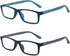 Reading Glasses, Blue Light Blocking for Men Women, Rectangular Frame Computer Readers with Spring Hinge