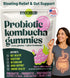 BoochBod - Probiotic Kombucha Gummy - Prebiotics, Probiotics, Postbiotics, Fiber Supplement, Slippery