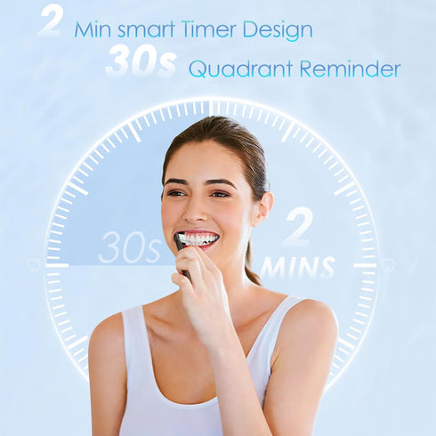 SunnyNest 8 5 IPX7 Set Electric Toothbrush for Adults with Replacement Brush Heads, Travel Bag, Cleaning Modes