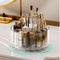 LINFIDITE 360 Rotating Makeup Organizer, Clear Cosmetic Storage Holder Tray with 6 Compartments for Bathroom, Vanity