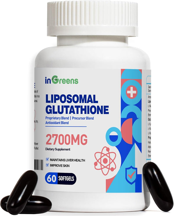 2700 MG Liposomal Glutathione Supplement, 60 Softgels, Max Absorption, Antioxidant with Hyaluronic Acid & Resveratrol