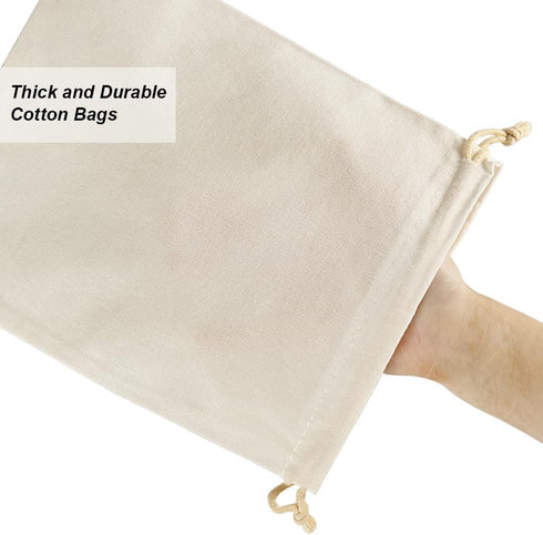 HRX Package 20pcs Muslin Bags 8x10 inches, Cotton Drawstring Bag Fabric Gift Pouches for Jewelry Party Favors Wrapping