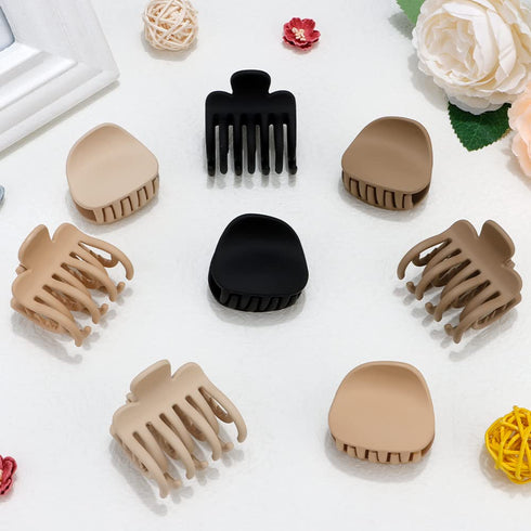 Small Hair Clips for Thin, Fine, and Short Hair - 8 Pcs Cute Matte Claw Clips with Double Row Teeth